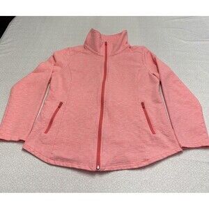 T by Talbots Solid Peach Long Sleeve Zip Up Fleece Lined Jacket Size L